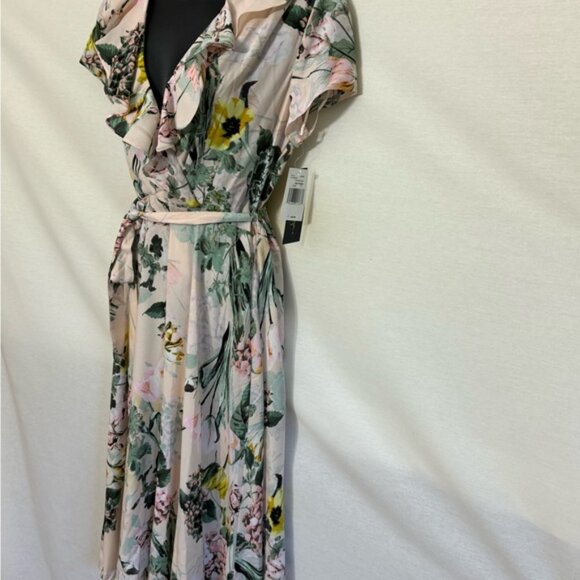 Y-13 DN Designs NWT Pink Floral Ruffled Shirt Sleeve High Low Dress Size 10 - Picture 6 of 15